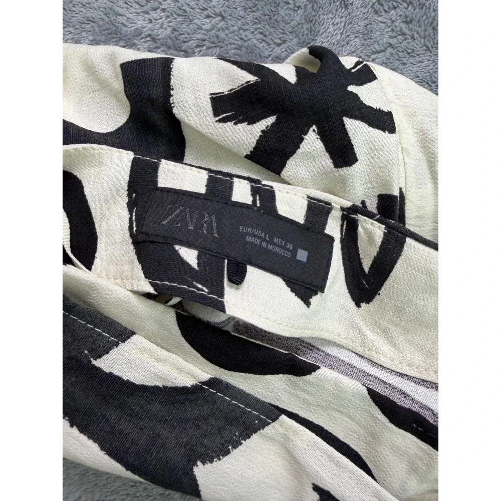 Zara Abstract Wrap Mini Skort Linen Blend Italian European Summer Vacation L - Picture 6 of 8